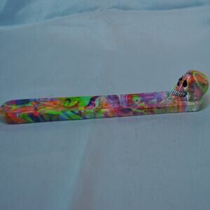 Tie Dye Skull 9 inch Incense Burner